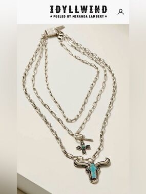 Idyllwind Silver Layered Necklace with Turquoise Accent